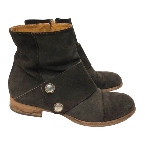 Alberto Fermani Brown Leather Suede Side zip Ankle Boot Retro Rustic Western 37 - Picture 3 of 7